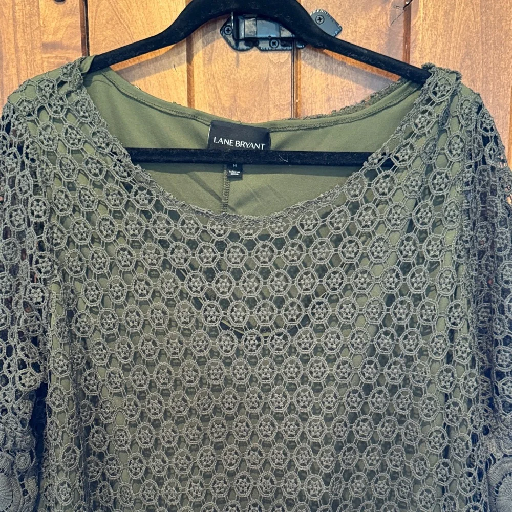 Lane Bryant Forest Green Lace Midi Dress - Picture 2 of 8